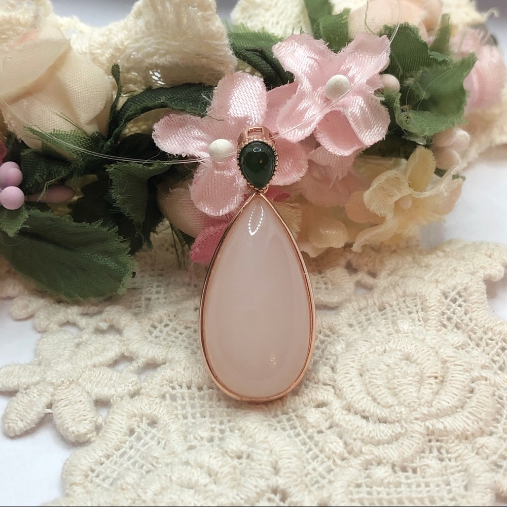 S925 Rose Gold Pink Jade Pendant